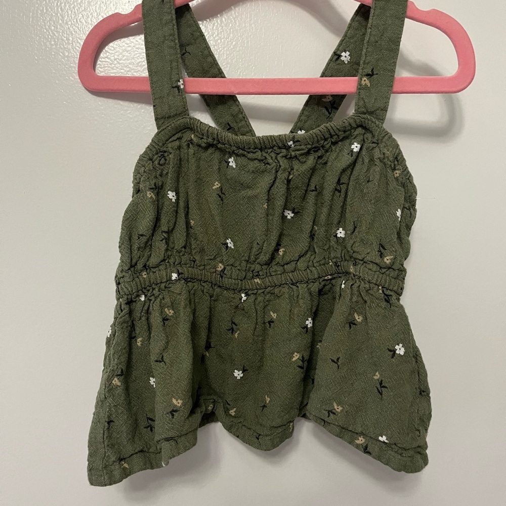 Green Floral Sleeveless Top